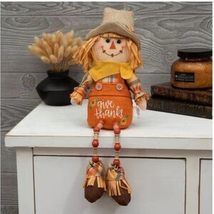 Plaid Beaded Scarecrow Shelf Sitter